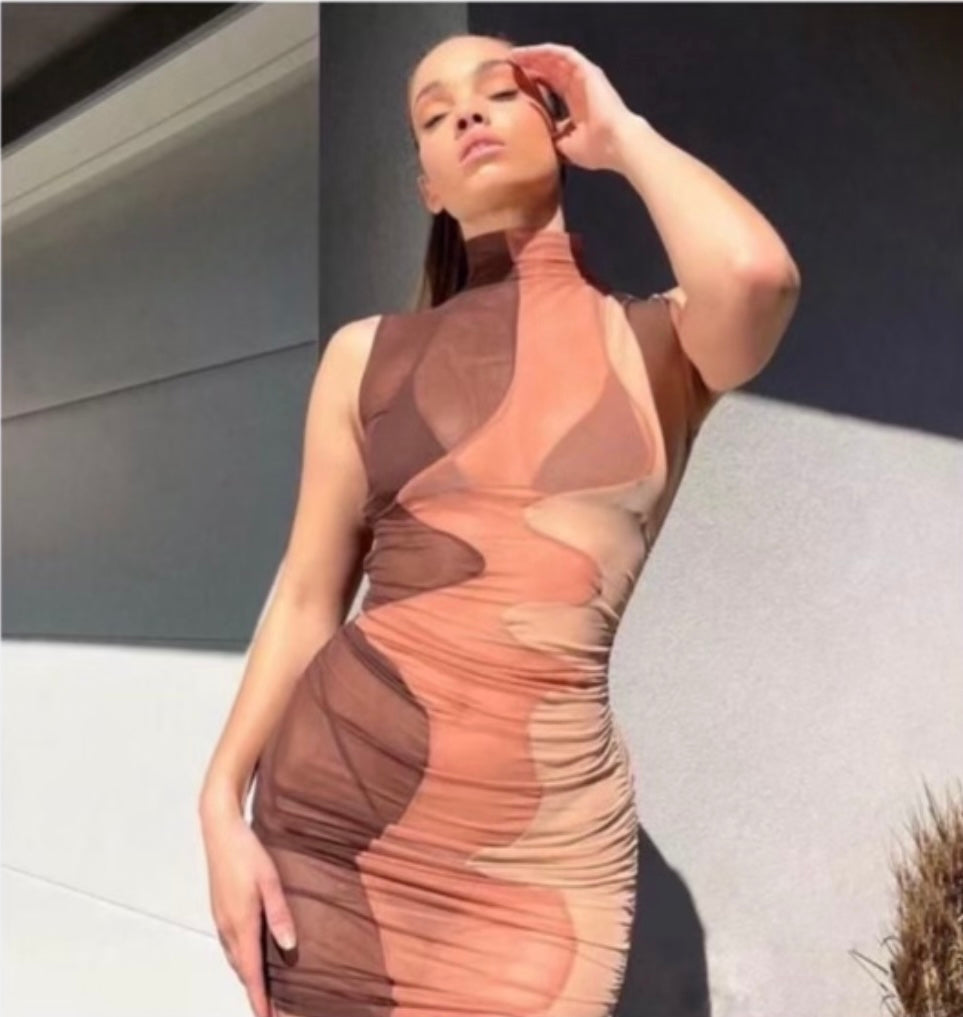 Brown Fitted Dress
